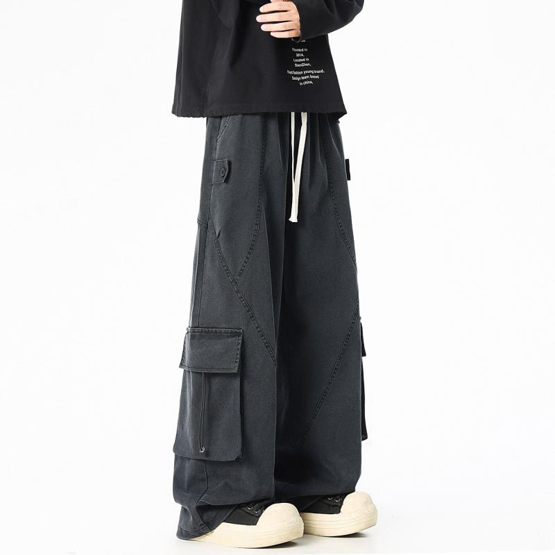 メンズ ファッション 服 男性用 シンプル かっこいい 大人 ビジネス カーゴ パンツ 男女兼用 アメリカン レトロ ストレート レッグ ゆったり ワイドレッグ カジュアル パラシュート パンツ