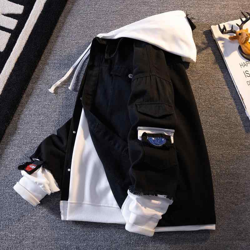 メンズ ファッション 服 男性用 シンプル かっこいい 大人 春コーデ フェイクツーピース デニム ジャケット フード ジャケット ワーク ウェア ジャケット