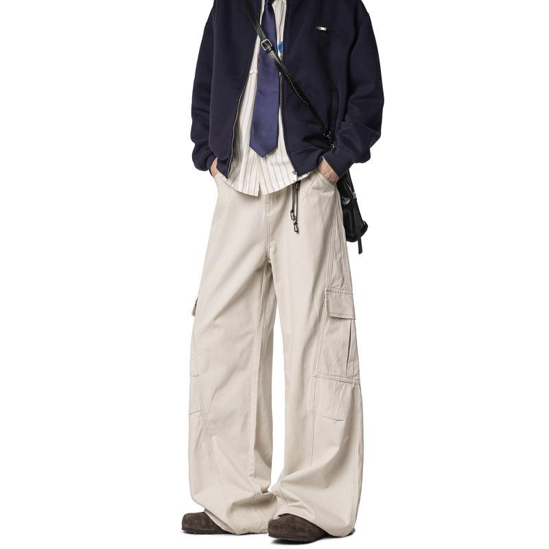 メンズ ファッション 服 男性用 シンプル かっこいい 大人 春コーデ アメリカン レトロ カーゴ パンツ ストレート レッグ ゆったり ワイドレッグ カジュアル パンツ
