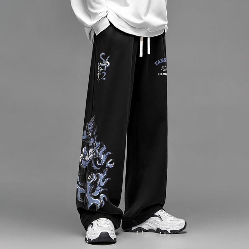 メンズ 流行り物 服 成人男性用   分かりやすい かっこいい 成年者 春コーデ  心地よい ズボン下 ゆったり ワイドレッグ 引っ切りない レッグ アメリカン 好いたらしい ロング ズボン下