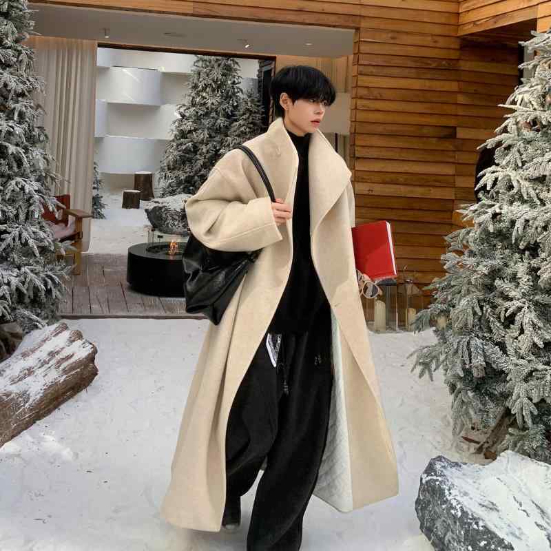 メンズ 流行り物 服 成人男性用   分かりやすい かっこいい 成年者 春コーデ  ゆったり 羊毛 厚地の外套