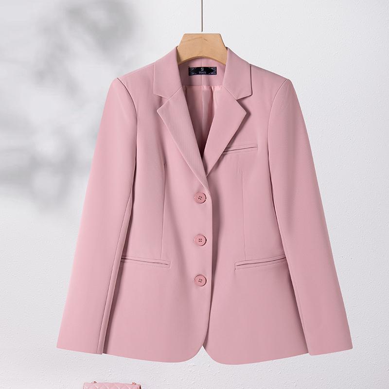 秋服 レディース ファッション オシャレ カワイイ シンプル 大人カワイイ 大きいサイズ ピンク スーツ スタイル ジャケット スタイル ハイエンド ボタン フォーマル トップス