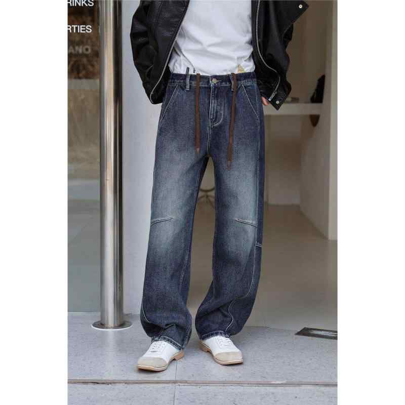 メンズ 流行り物 服 成人男性用   分かりやすい かっこいい 成年者 春コーデ  レトロ ウォッシュ産業 不都合産業 引っ切りない レッグ フリース デニム アメリカン 表どおり 冷やりとした 格好のいい ワイドレッグ ズボン下
