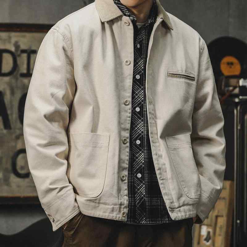 厚手 キャンバス ワーク ウェア ジャケット メンズ 春　秋 カジュアル ジャケット