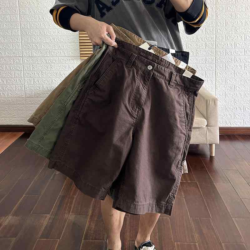 レトロ ウォッシュジャカード ダメージ加工 カジュアル メンズ パンツ ハーフ パンツ