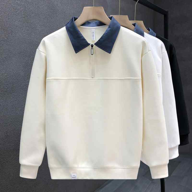 メンズ ファッション 服 男性用 シンプル かっこいい 大人 春コーデ ハイエンド スタイリッシュ アプリコット カラー 長袖 スウェット シャツ カジュアル ジャケット