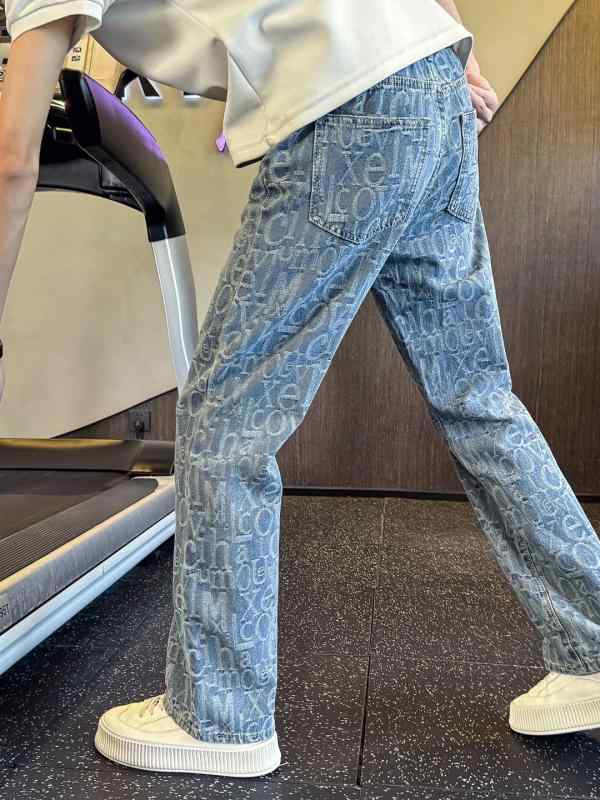 メンズ ファッション 服 男性用 シンプル かっこいい 大人 春コーデ アメリカン 文字プリント ストレート レッグ ジーンズ レトロ パンツ カジュアル パンツ