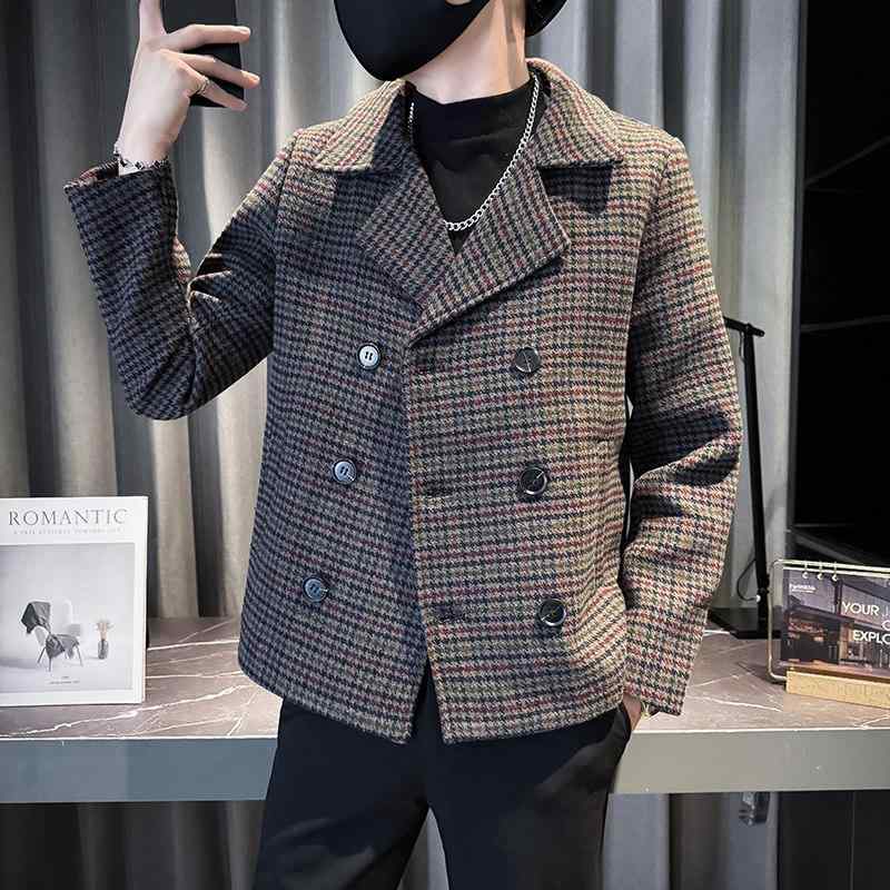 メンズ ファッション 服 男性用 シンプル かっこいい 大人 春コーデ ダブルブレスト ウール トレンチ コート 韓国オーバー コート |リコット
