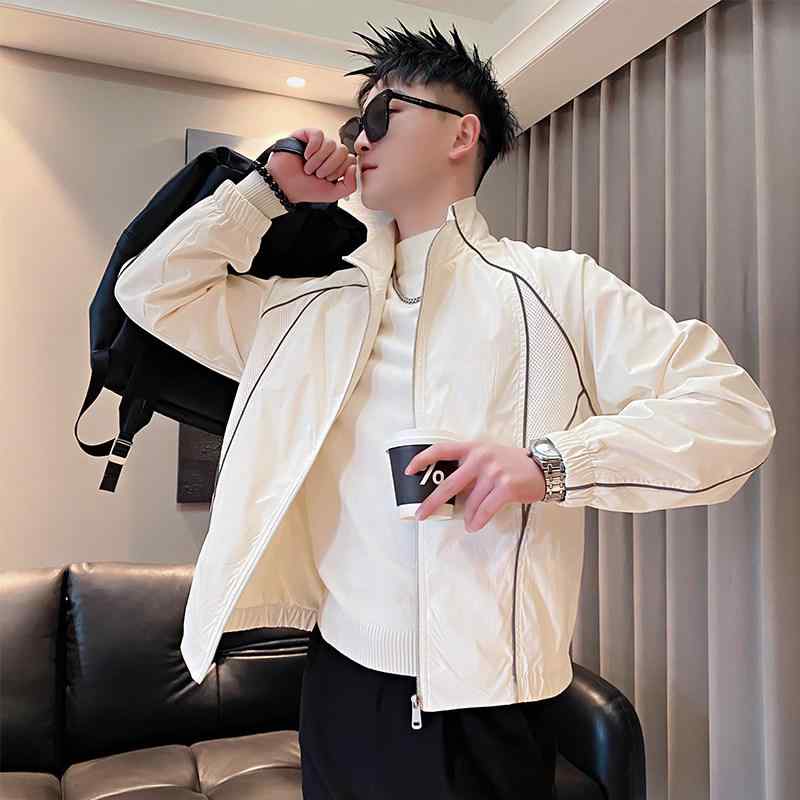 メンズ 流行り物 服 成人男性用   分かりやすい かっこいい 成年者 春コーデ  縞模様 上衣 ハイエンド アメリカン 照明ランプ色合い 厚地の外套 冷やりとした 心地よい 上衣