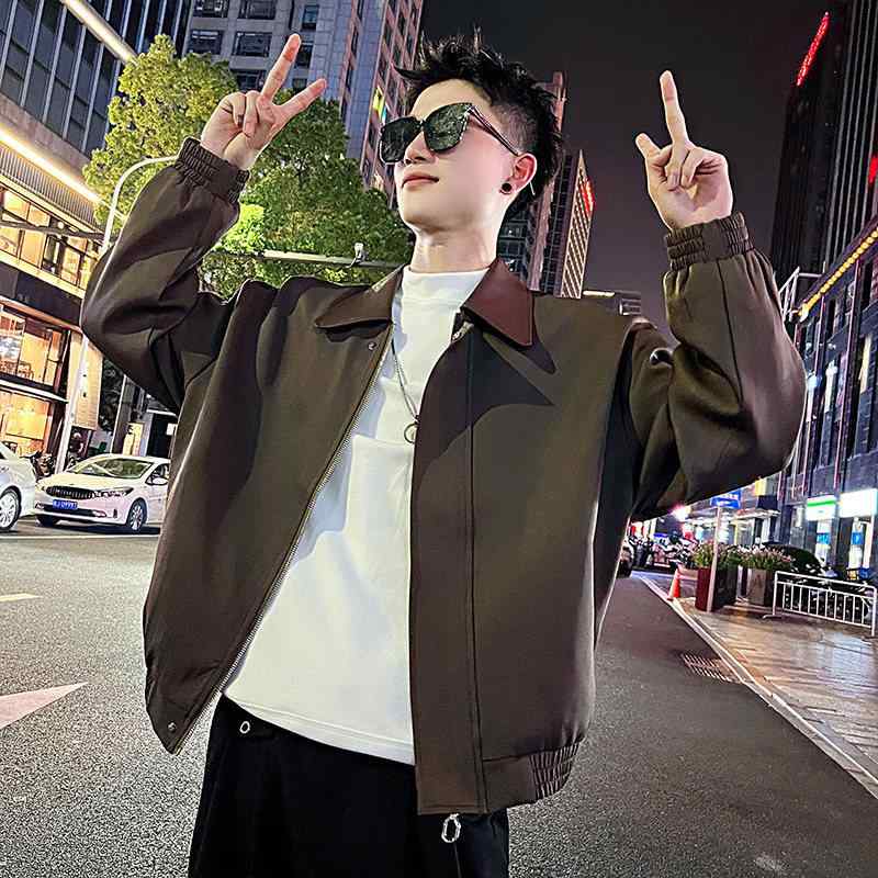 メンズ ファッション 服 男性用 シンプル かっこいい 大人 春コーデ PUレザー カラー ジャケット カジュアル クール ジャケット