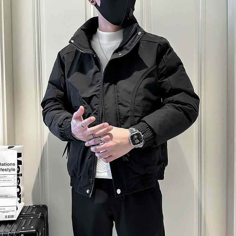 メンズ 流行り物 服 成人男性用   分かりやすい かっこいい 成年者 春コーデ  黒いこと 御役目服 綿入り口・入口 上衣 韓国表現スタイル 落ち込む 厚地の外套
