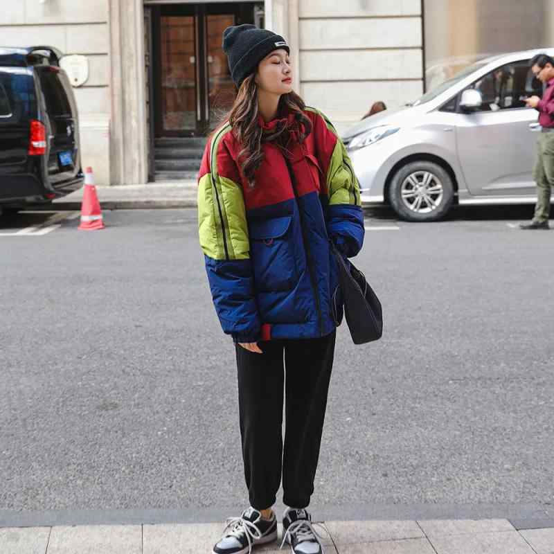 春 コーデ レディース ファッション オシャレ カワイイ シンプル きれいめ ナチュラル 上品カジュアル 婦人服 カラーステッチ スタンドカラー コットンコート スリム カラーマッチング ジャケット