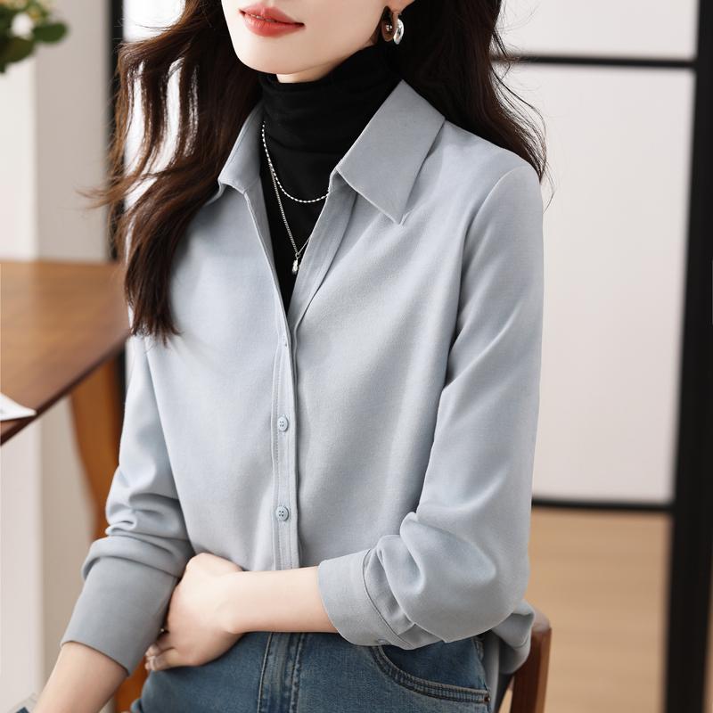 秋服 レディース ファッション オシャレ カワイイ シンプル 大人カワイイ 大きいサイズ シャツ 厚手 長袖 トップス ハイエンド