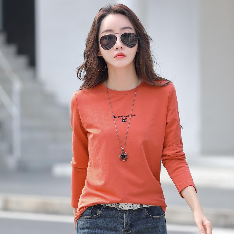 秋服 レディース 流行り物 オシャレ カワイイ  分かりやすい 成年者カワイイ 大層らしい大きさ  刷り上げる 雁の使い 長袖 T プルオーバー 韓国表現スタイル ラウンドのど首 下着類 姫御前 トップス