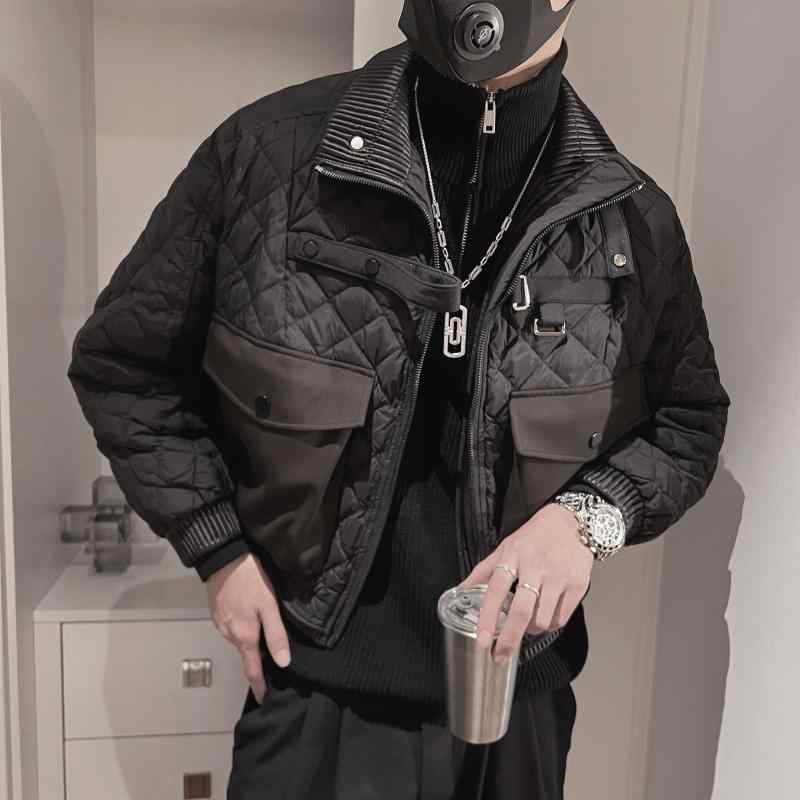 メンズ ファッション 服 男性用 シンプル かっこいい 大人 春コーデ 綿入り ジャケット スタイリッシュ クール ボタン ダウン スタンドカラー コットン