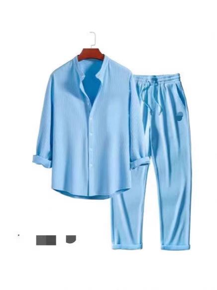 メンズ 長袖 トップス セット 男性用 ゆったり ビーチウェア レジャー セットアップ リラックス カジュアル ビーチ バケーション アウトドア ウェア 快適 軽量 通気性 夏 パンツ コーディネート