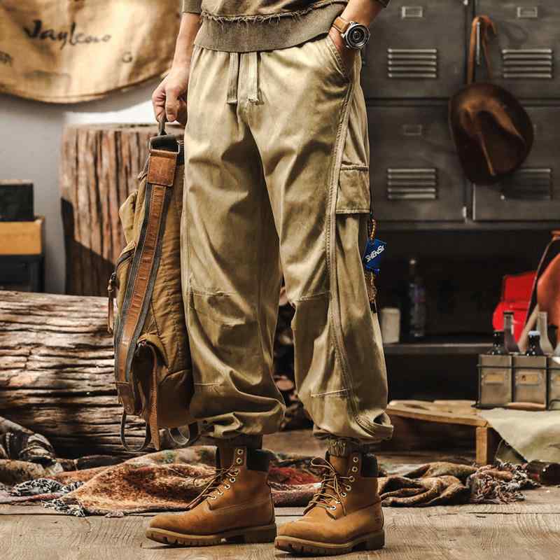 パンツ 男性用 レトロ ヴィンテージ風 加工 春 ゆったり レジャー パンツ 夏 メンズ 春物 カーキ チノパン フィット ワイドレッグ ストリートファッション コットン混紡 ストレッチ カジュアル デイリー
