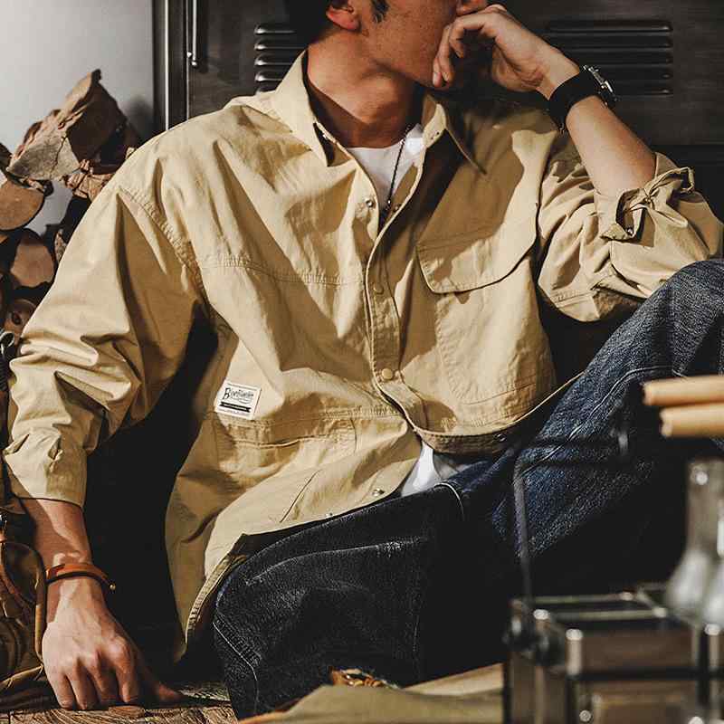 長袖シャツ 男性用 ゆったり レジャー シャツ アメリカン スタイル 春　秋 ジャケット メンズ オールシーズン 軽量 通勤ウェア 普段使い アウトドア 伸縮性 ストレッチ