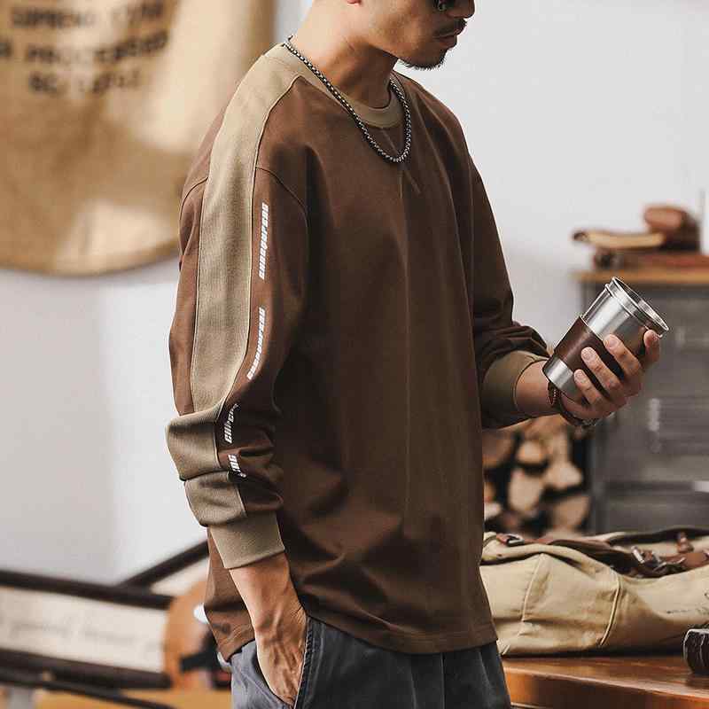 メンズ 長袖 アメリカン スタイル レトロ ゆったり レジャー トップス 秋 コットン 男性用 カジュアル ストリートファッション 暖かい 伸縮性 ストレッチ 通勤ウェア 普段使い アウトドア