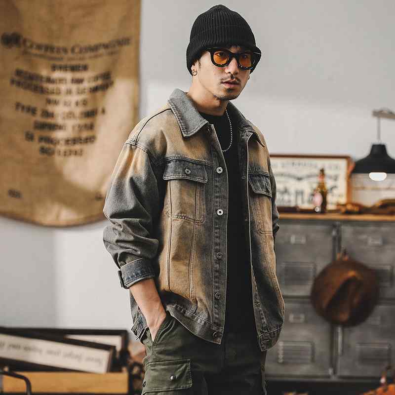 上衣 成人男性用 ジーンズ 厚地の外套 古典派音楽 レトロ ヴィンテージ風 春 ハッカー  アウター レトロ ジーンズ上衣 メンズ 春物 派 表どおり流行り物 惜しみ無い 生あたたかい