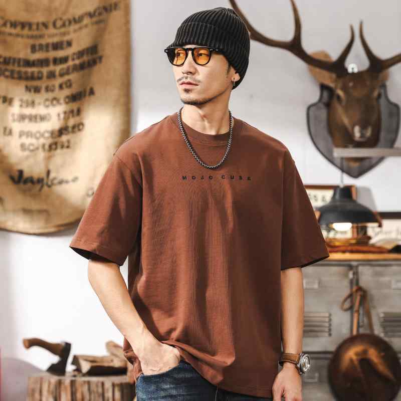 メンズ 半袖 アメリカン スタイル レトロ ガーゼ 夏 シンプル プリント 花柄 レジャー トップス 綿素材 軽量 通気性 吸汗 速乾 カジュアル 普段使い デイリー ストリート ファッション