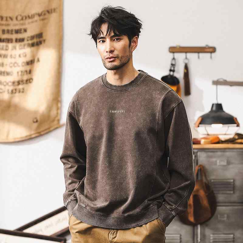 パーカー メンズ 秋 レトロ フリース ビンテージ風 ウォッシュ加工 ロゴ ストリート カジュアル フィット トップス ゆったり 暖かい オーバーサイズ デイリー 普段使い 秋　冬 アウトドア
