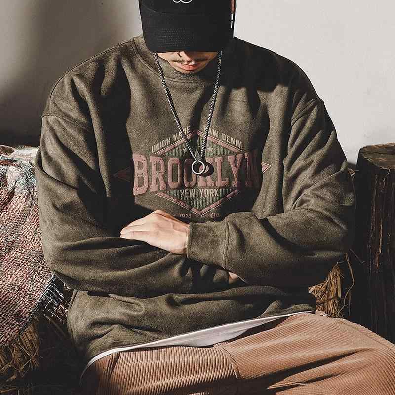 パーカー メンズ 春　秋 アメリカン スタイル レトロ スエード フリース ロングスリーブ フィット ラウンドネック トップス スウェット フーディ トレーナー カジュアル ストリート 暖かい 柔らかい 伸縮性 ストレッチ 通勤ウェア 普段使い アウトドア