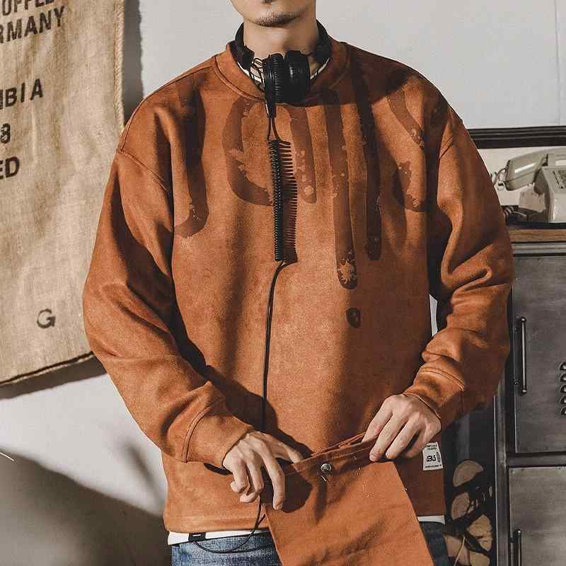メンズ スウェット シャツ 暖かい 柔らかい 触り 春 長袖 トップス 丸首 アメリカン スタイル レトロ ストリート カジュアル 普段使い 通勤ウェア