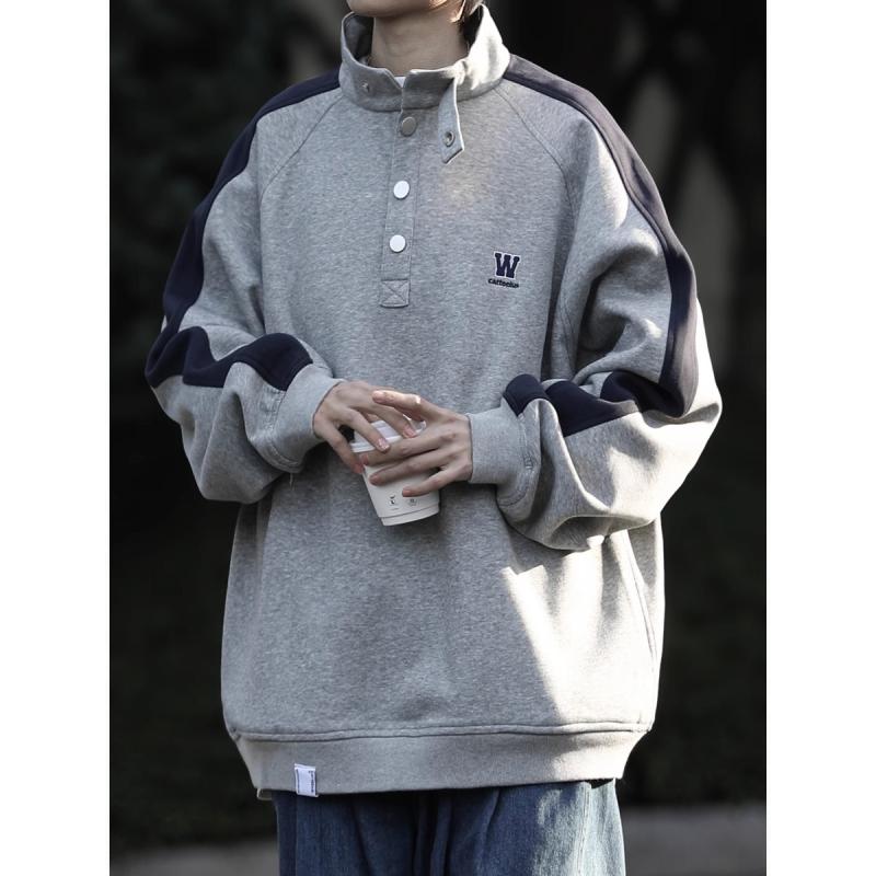 パーカー 春　秋 メンズ 立襟 カジュアル ゆったり プルオーバー ハーフタートルネック アウター 服