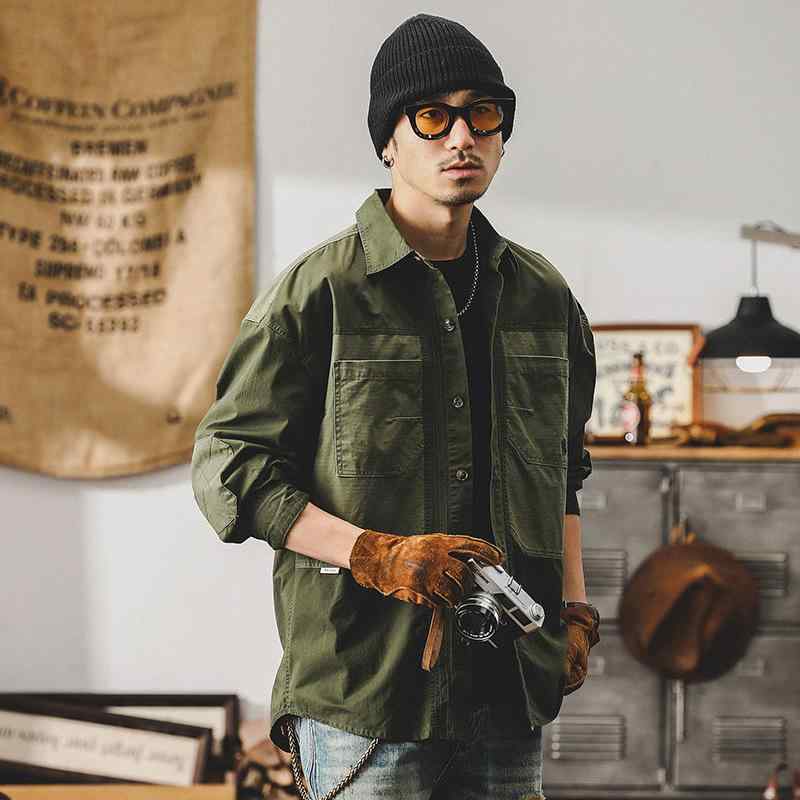 メンズ シャツ 男性用 アメリカン スタイル レトロ 春　秋 ゆったり レジャー 長袖 ジャケット