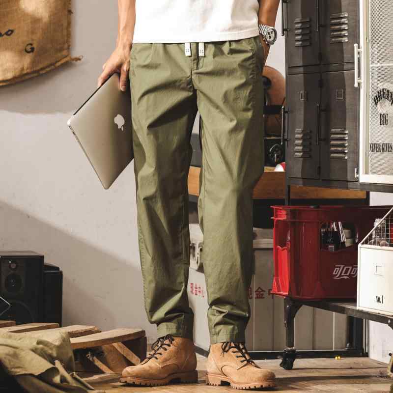 メンズ パンツ 男性用 薄型 アーミーグリーン ストレート ズボン ゆったり アメリカン スタイル レジャー カジュアル ストリート ファッション 軽量 通気性 速乾
