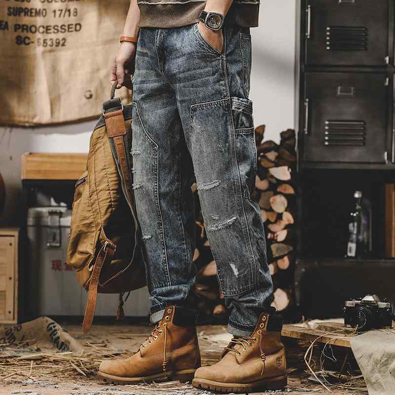 メンズ パンツ 男性用 デニム ワイドレッグ ストレート ゆったり レトロ ストリート カジュアル 普段使い 通勤ウェア コーデ コットン ミックス ストレッチ 軽量 オールシーズン
