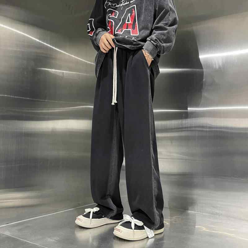 メンズ パンツ 男性用 ストリート スポーツ スウェットパンツ 春秋 ワイドレッグ ストレート ロングパンツ ゆったり 普段使い カジュアル ストレッチ コットン混紡 軽量 通勤ウェア アウトドア