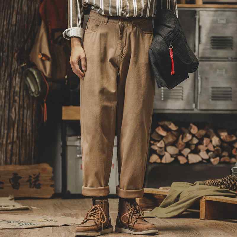 メンズ パンツ 男性用 春秋 ゆったり ストレート アメリカン スタイル クラシック シンプル レジャー オシャレ 普段使い 通勤ウェア カジュアル ストレッチ 軽量