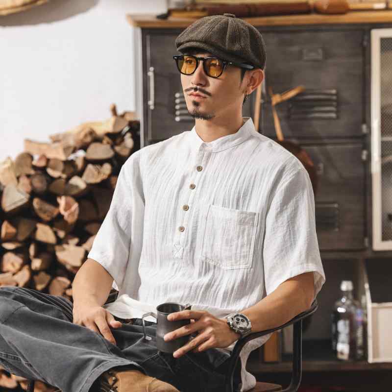 メンズ シャツ 男性用 半袖 薄手 カジュアル レトロ オールドマネー 通勤ウェア 普段使い 軽量 通気性 涼 ゆったり トップス シャツ