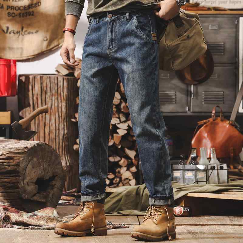 メンズ ジーンズ 男性用 アメリカン スタイル レトロ ゆったり ストレート カジュアル パンツ