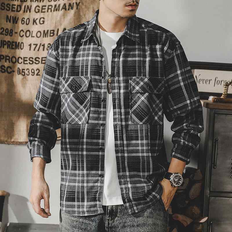 メンズ シャツ 男性用 長袖 チェック柄 リバイバル フィット ジャケット 秋 暖かい 通勤ウェア 普段使い アウトドア コットン混紡 ゆったり