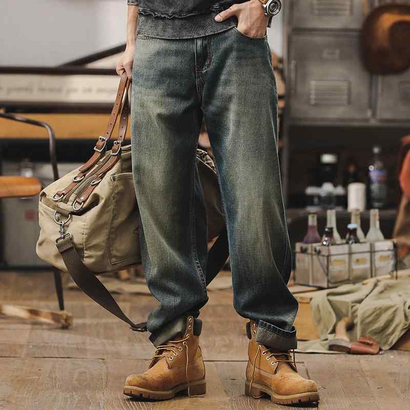 メンズ デニム 成人男性用 引っ切りない ゆったり ウォッシュ工業 レトロ 余暇ズボン下 ジーンズズボン下 相応う ワイドレッグ ヴィンテージ風 心地よいズボン下 通い御召しもの 普段使い走り アウトドア 伸ばすこと 軽さ
