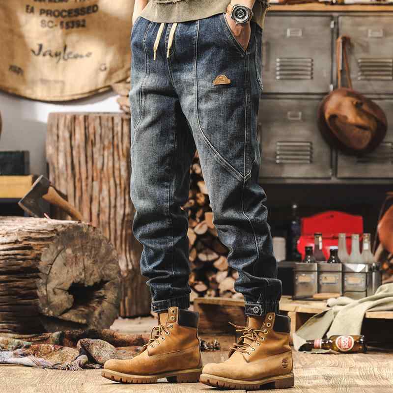 メンズ ジーンズ 男性用 アメリカン スタイル レトロ ウォッシュ加工 デニムパンツ ワイド ズボン レジャー パンツ ゆったり ストレッチ コットン ミックス 暖かい 秋冬 カジュアル デイリー アウトドア ブルー グレー