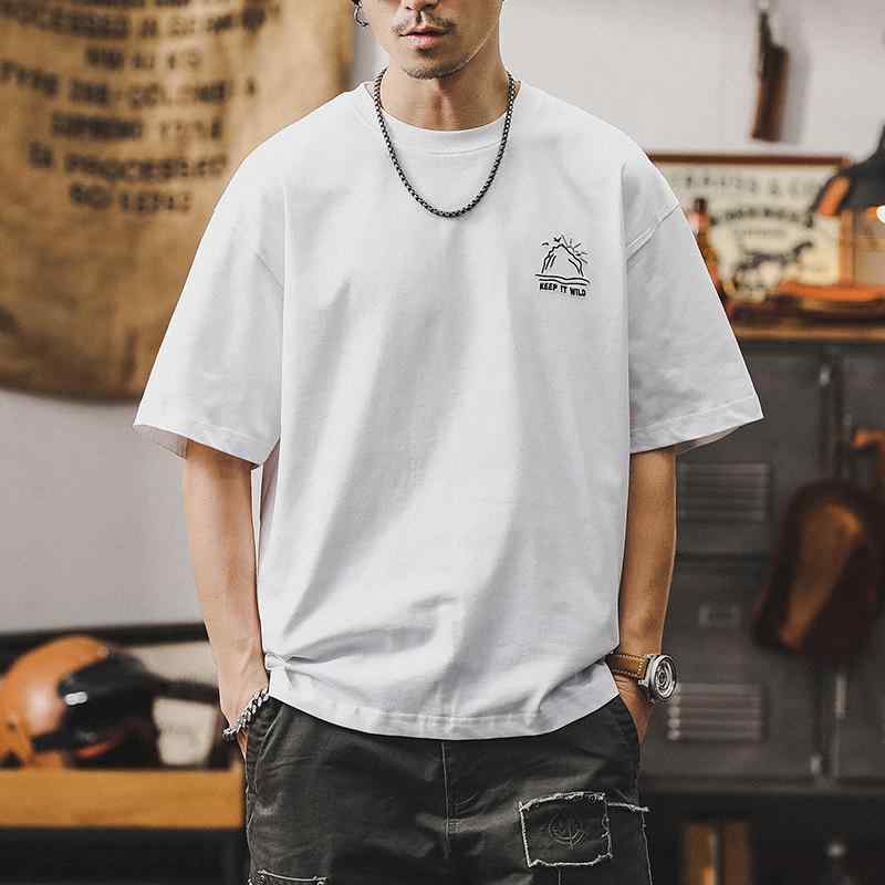 メンズ 男性用 半袖 白色 夏 大きいサイズ アメリカン スタイル ストリートファッション カジュアル トップス ゆったり コットン風 通気性 涼 軽量 オーバーサイズ