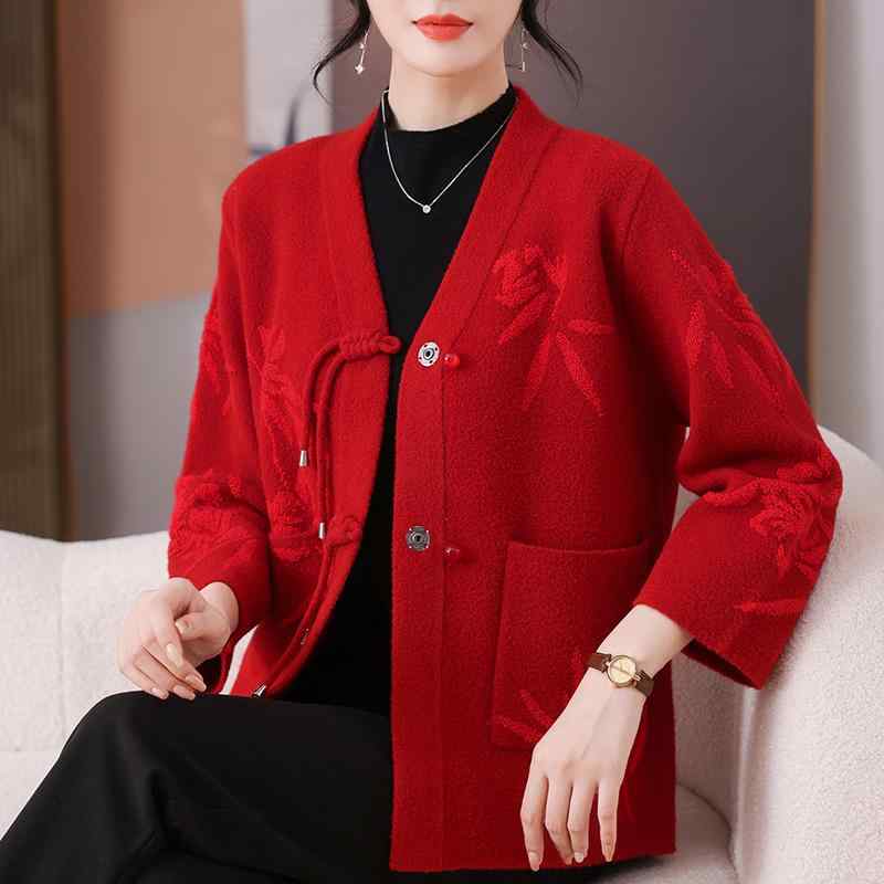 春 コーデ レディース ファッション オシャレ カワイイ シンプル きれいめ ナチュラル 上品カジュアル 婦人服 ドレス ボタン付き コート ニット カーディガン トップス
