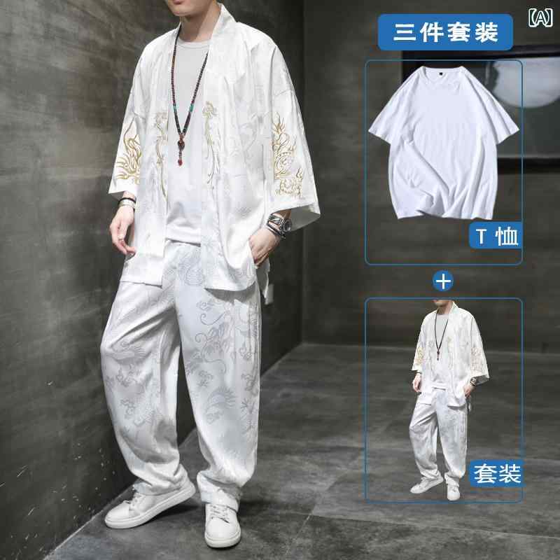 メンズ 流行り物 服 成人男性用 オシャレ 分かりやすい 成年者 かっこいい 表どおり 成人男性服 漢唐 背広 冷感半袖 プルオーバー 背広 漢服
