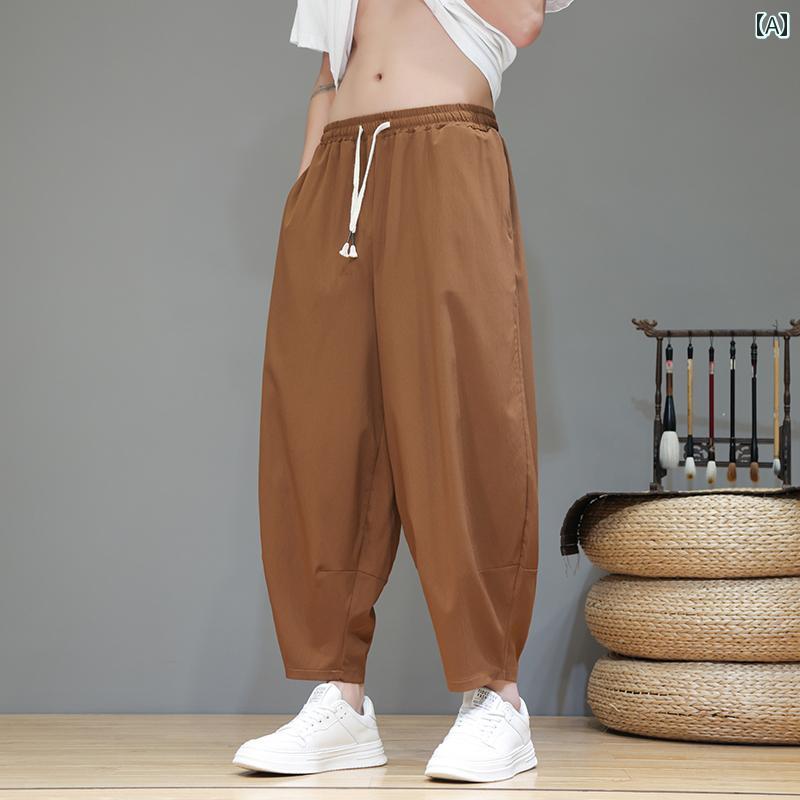 メンズ ファッション 服 男性用 オシャレ シンプル 大人 かっこいい ストリート 冷感 パンツ 薄手九分丈 パンツ ストレートレッグ パンツ ミャンマー