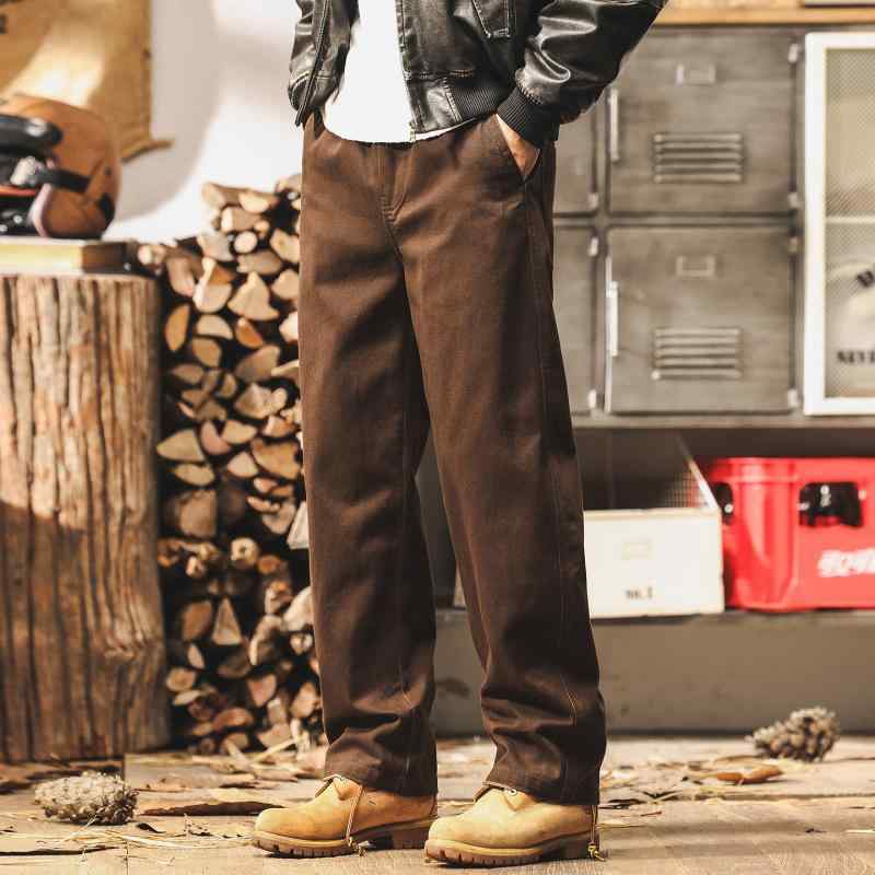 アメリカン レトロ ストレート レッグ カジュアル パンツ メンズ 秋 スタイル シンプル ゆったり カジュアル ワーク パンツ メンズ