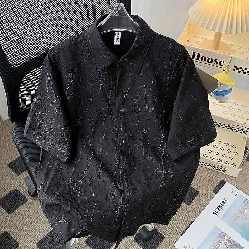 メンズ ファッション 服 男性用 オシャレ シンプル 大人 かっこいい 大きいサイズ ストリート 紳士服 テクスチャー ジャカード 半袖 シャツ クール ゆったり カジュアル