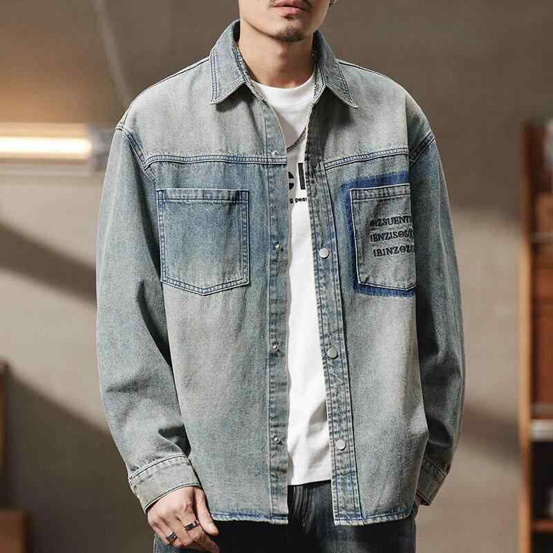 ジーンズ プルオーバー メンズ 春 冷やりとした 長袖 プルオーバー アメリカン レトロ 上衣