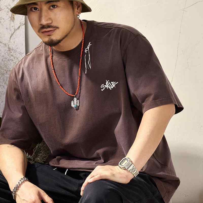 アメリカン レトロ スタイル 半袖 Tシャツ メンズ 綿 フィット 大きいサイズ クルーネック トップス