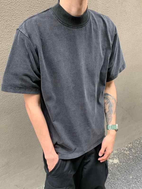 メンズ ファッション 服 オシャレ シンプル 大人 かっこいい 大きいサイズ ストリート 紳士服 ヒップホップ HipHop アメリカン レトロ ウォッシュ ブラック オールド T シャツ コットン クリーン フィット 半袖