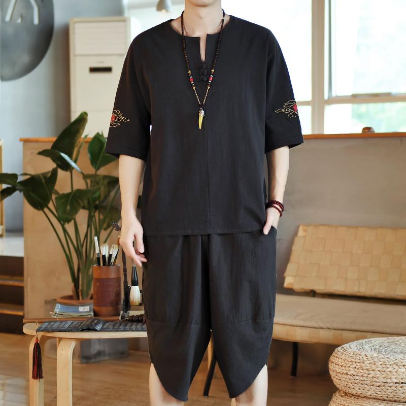メンズ ファッション 服 男性用 オシャレ シンプル 大人 かっこいい 大きいサイズ ストリート 紳士服 リネン 半袖 T シャツ 夏 ゆったり 唐 スーツ 綿麻 トップス