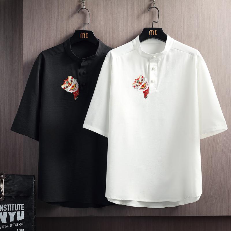 メンズ ファッション 服 男性用 オシャレ シンプル 大人 かっこいい 大きいサイズ ストリート 紳士服 ドレープ 半袖 T シャツ 夏 リネン 通気性 唐 スーツ トップス